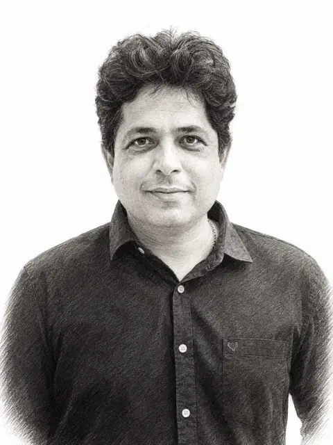 Pencil sketch of Amit Bhandare